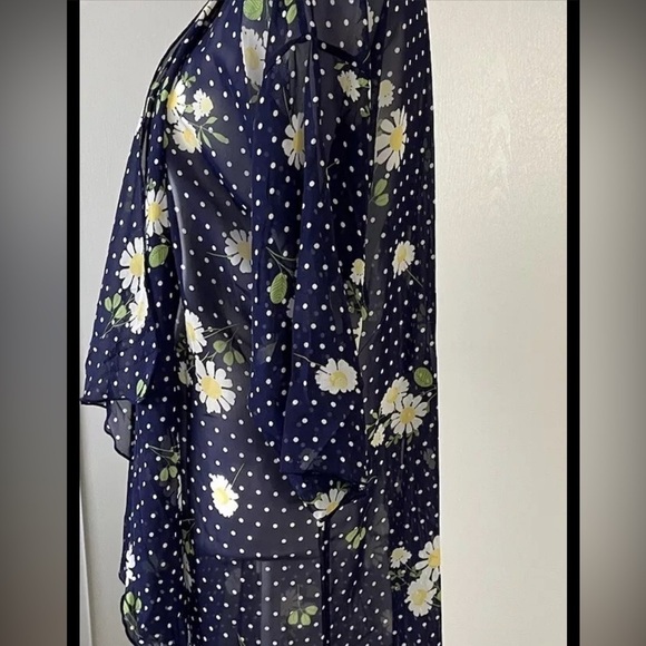 LulaRoe ☀️Navy Daisy Print Open Front Kaftan or Swimsuit Cover Up Small - Picture 4 of 5